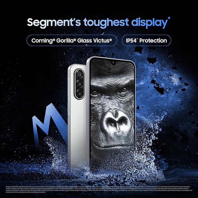Samsung Galaxy M17 5G Mobile (Sapphire Black, 4GB RAM, 128GB Storage) | 50MP OIS Triple Camera | Gorilla Glass Victus| IP54 | 6 Gen OS Upgrades | AI | Gemini Live | Lag-free Gaming | Without Charger