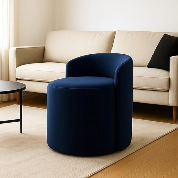 Jaico Wood Seating mudda Puffy Stool Chair for Living Room, Dressing Table, Office, Home Decor, Ottoman pouffes, Sofa Type, and Large .Ottoman and Chair Combined into one (Blue)