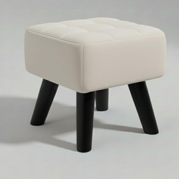 Luxurious Pouffes Home Decoration Ottoman Sitting Stool Soft Padded Foot Stool with Solid Wood Legs Sofa Footrest Additional Seating Couch in The Dressing Office and Living Room (Cream)