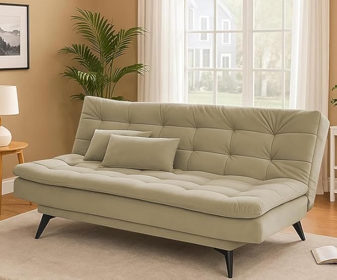 Danny 3 Seater Sofa Cum Bed for Living Room Premium Fabric Sofa for Living Room (Cream)