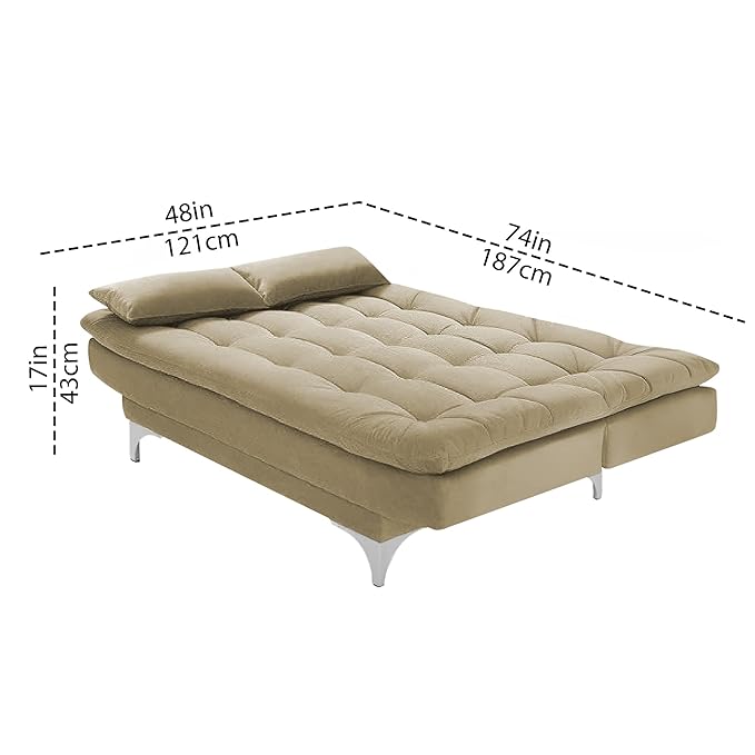 Danny 3 Seater Sofa Cum Bed for Living Room Premium Fabric Sofa for Living Room (Cream)