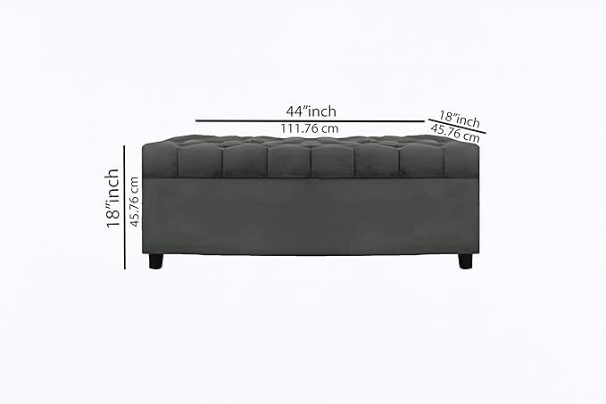 AMATA Eagle Solid Wood 2 Seater Ottoman/pouffe Camel Suede velevt Fabric Perfect for Home Living Office Room and Guests (Grey 3, 2 Seater)