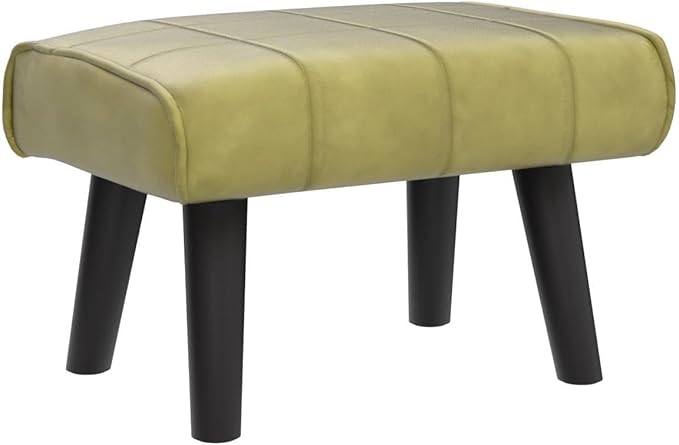 Modern Ottoman Footrest Stool, Quilted Velvet Upholstery, Black Wooden Legs, Living Room Furniture (Green, Pack of 1, Rectangular)