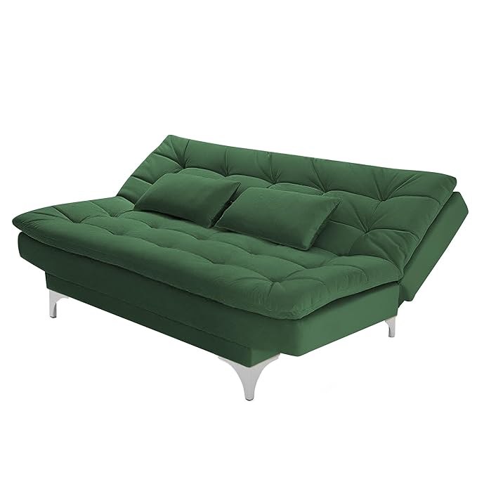 Danny 3 Seater Sofa Cum Bed for Living Room Premium Fabric Sofa for Living Room (Green Colour Fabric)