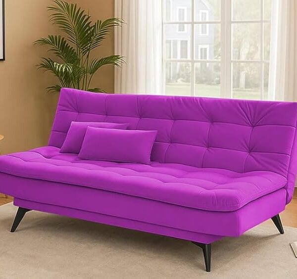 Danny 3 Seater Sofa Cum Bed for Living Room Premium Fabric Sofa for Living Room (Pink)