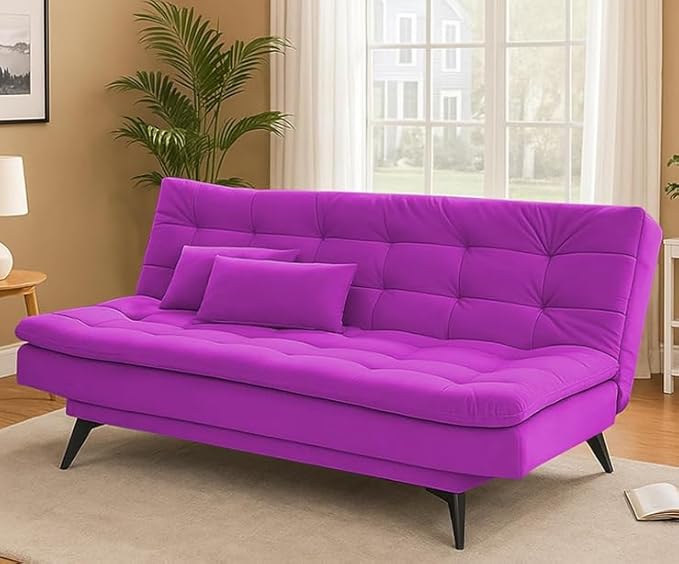 Danny 3 Seater Sofa Cum Bed for Living Room Premium Fabric Sofa for Living Room (Pink)