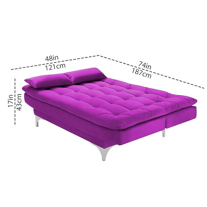 Danny 3 Seater Sofa Cum Bed for Living Room Premium Fabric Sofa for Living Room (Pink)