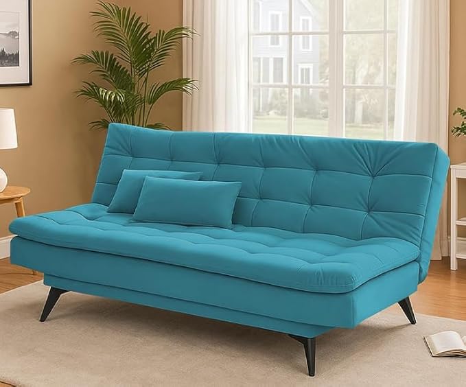 Danny 3 Seater Sofa Cum Bed for Living Room Premium Fabric Sofa for Living Room (Turquise Colour)