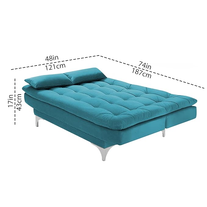 Danny 3 Seater Sofa Cum Bed for Living Room Premium Fabric Sofa for Living Room (Turquise Colour)