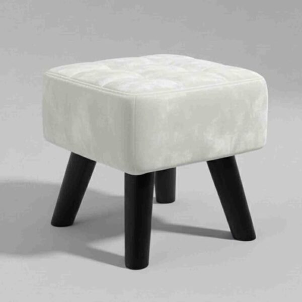 Luxurious Pouffes Home Decoration Ottoman Sitting Stool Soft Padded Foot Stool with Solid Wood Legs Sofa Footrest Additional Seating Couch in The Dressing Office and Living Room (White)