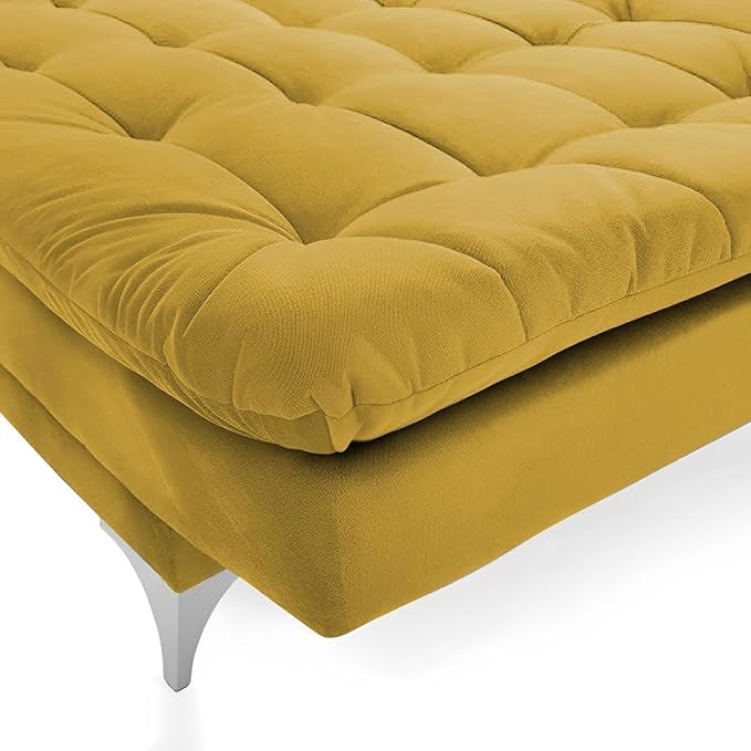 Danny 3 Seater Sofa Cum Bed for Living Room Premium Fabric Sofa for Living Room (Yellow)_