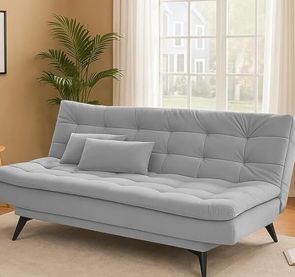 Danny 3 Seater Sofa Cum Bed for Living Room Premium Fabric Sofa for Living Room (Grey Premium Colour Fabric)