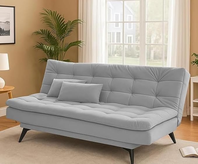 Danny 3 Seater Sofa Cum Bed for Living Room Premium Fabric Sofa for Living Room (Grey Premium Colour Fabric)
