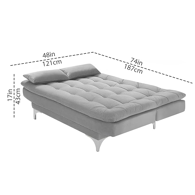 Danny 3 Seater Sofa Cum Bed for Living Room Premium Fabric Sofa for Living Room (Grey Premium Colour Fabric)