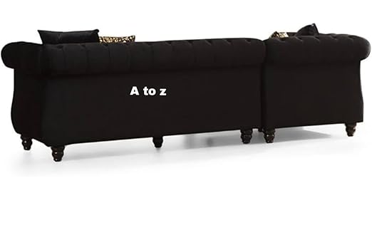 A to Z Furniture Classic L-Shape 4 Seater Sofa Set Luxury Chesterfield Sofa for in Home Living Room and Office (l Shape Black)
