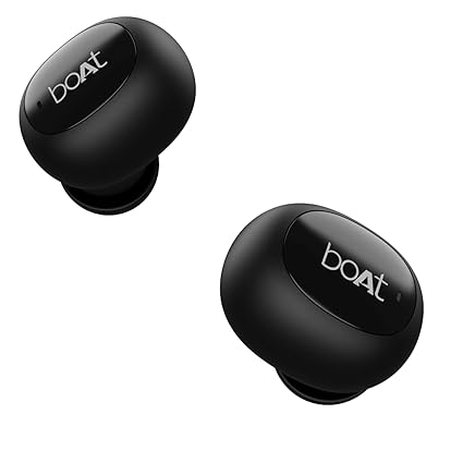 Boat Airdopes 121v2 TWS Earbuds with Bluetooth V5.0, Immersive Audio, Upto 14 Hours Total Playback, Instant Voice Assistant, Easy Access Controls with Mic and Dual Tone Ergonomic Design