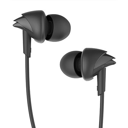 Boat BassHeads 100 in-Ear Wired Earphones with Hawk Inspired Design, Integrated Multifunction Controls, Super Extra Bass and Instant Voice Assistant (Bold Black)