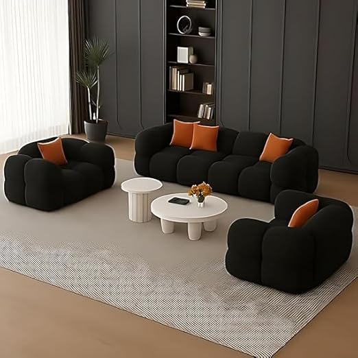 A to Z Furniture Classic 3+1+1=5 Seater Sofa Set Luxury Chesterfield Sofa for in Home Living Room and Office (3+1+1 Black)