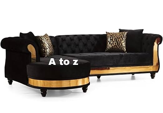 A to Z Furniture Classic L-Shape 4 Seater Sofa Set Luxury Chesterfield Sofa for in Home Living Room and Office (l Shape Black)