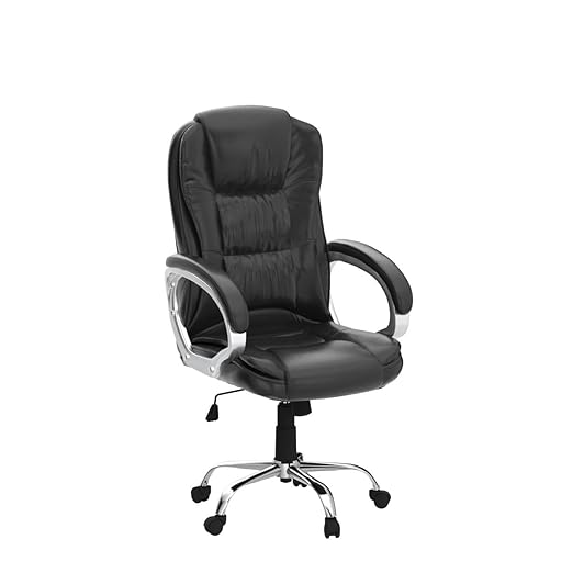 MRC EXECUTIVE CHAIRS ALWAYS INSPIRING MORE M061 Ergonomic Leatherette High Back Office Chair, Heavy Duty Chrome Base, Home Office Desk Chair, 3 Years Warranty, Pre-Assembled (Black)