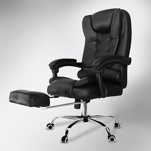 Kepler Brooks Italy High Back Relining Leatherette Office/Desk Chair with Footrest (Black)