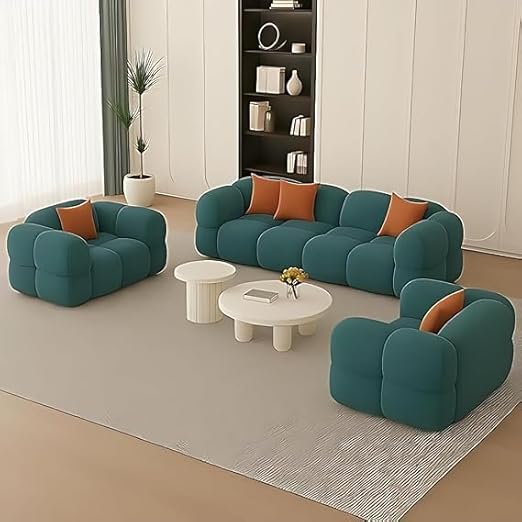 A to Z Furniture Classic 3+1+1=5 Seater Sofa Set Luxury Chesterfield Sofa for in Home Living Room and Office (3+1+1 Green)