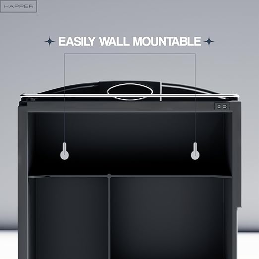 Happer Plastic Premium Multipurpose Wall Mounted Storage Cabinet with Mirror, Prime Look (Black)