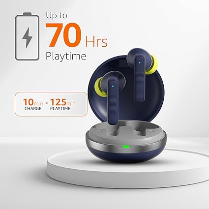 TWS in-Ear Earbuds (AB-T17) with Up to 70 Hours of Fast Charging | Dual 13mm Drivers | IPX4 Water-Resistance | Bluetooth 5.3 | Charging Case with Mic | Touch Control (Blue)