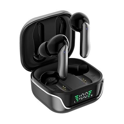 TWS in-Ear Earbuds (AB-T01A) with Up to 50 Hours of Fast Charging | Dual 10mm Drivers | IPX4 Water-Resistance | Bluetooth 5.3 | Charging Case with Mic | Touch Control (Black)