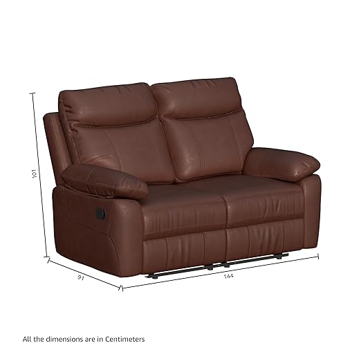 Solimo Ranttila Manual 2 Seater Leatherette Recliner (Dark Brown)