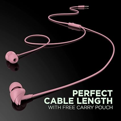 Boat Newly Launched Bassheads 100 C Wired in Ear Earphones with Type- C Jack, in-line Microphone, 10Mm Drivers, Signature Sound, Integrated Controls and Multi-OS Compatibility PINK
