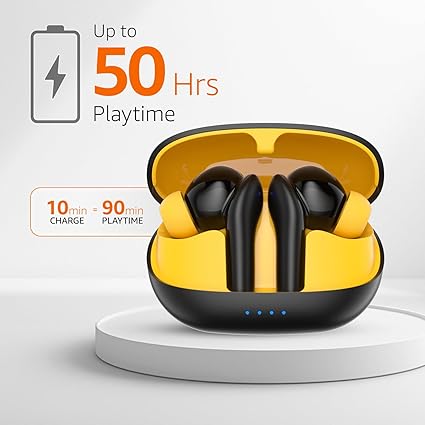 TWS in-Ear Earbuds (AB-T08) - C2 with Up to 50 Hours of Fast Charging | Dual 10mm Drivers | IPX4 Water-Resistance | Bluetooth 5.3 | Charging Case with Mic | Touch Control (Black)