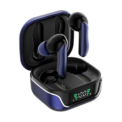 TWS in-Ear Earbuds (AB-T01A) with Up to 50 Hours of Fast Charging | Dual 10mm Drivers | IPX4 Water-Resistance | Bluetooth 5.3 | Charging Case with Mic | Touch Control (Blue)