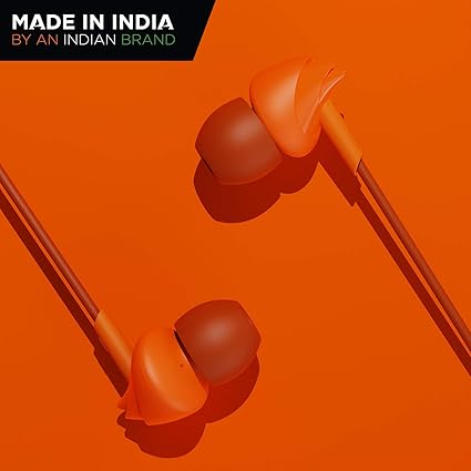 Boat Newly Launched Bassheads 100 C Wired in Ear Earphones with Type- C Jack, in-line Microphone, 10Mm Drivers, Signature Sound, Integrated Controls and Multi-OS Compatibility oRANGE