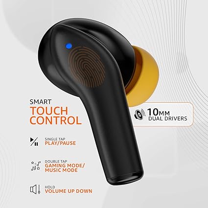 TWS in-Ear Earbuds (AB-T08) - C2 with Up to 50 Hours of Fast Charging | Dual 10mm Drivers | IPX4 Water-Resistance | Bluetooth 5.3 | Charging Case with Mic | Touch Control (Black)