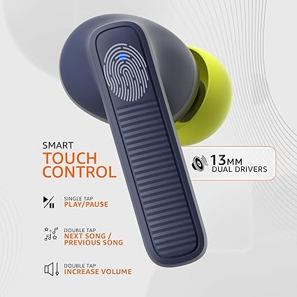 TWS in-Ear Earbuds (AB-T17) with Up to 70 Hours of Fast Charging | Dual 13mm Drivers | IPX4 Water-Resistance | Bluetooth 5.3 | Charging Case with Mic | Touch Control (Blue)