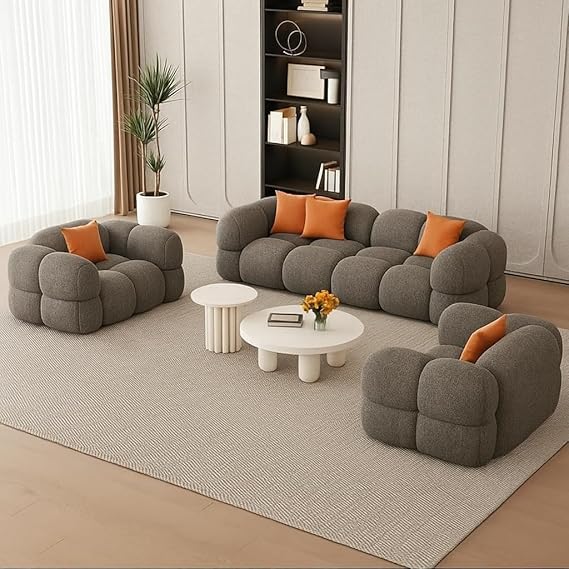 A to Z Furniture Classic 3+1+1=5 Seater Sofa Set Luxury Chesterfield Sofa for in Home Living Room and Office (3+1+1 Grey)