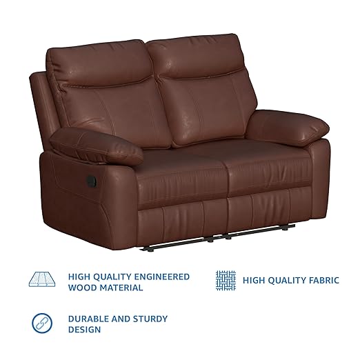 Solimo Ranttila Manual 2 Seater Leatherette Recliner (Dark Brown)