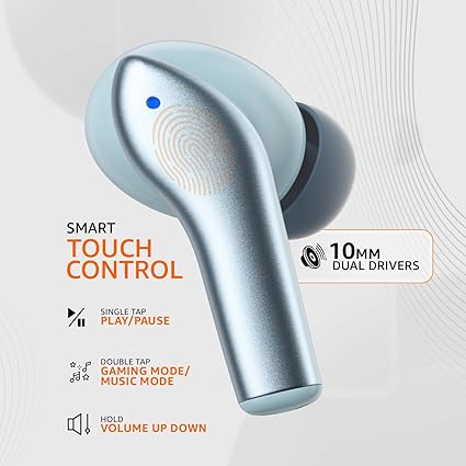 TWS in-Ear Earbuds (AB-T08) - C1 with Up to 50 Hours Fast Charging | Dual 10mm Drivers | IPX4 Water-Resistance | Bluetooth 5.3 | Charging Case with Mic | Touch Control (Blue)