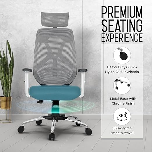 Merlion Office Chair, High Back Mesh Ergonomic Home Office Desk Chair with 3 Years Warranty, Adjustable Armrests, Adjustable Lumbar Support, Tilt Lock Mechanism (Black)
