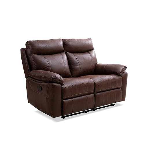 Solimo Ranttila Manual 2 Seater Leatherette Recliner (Dark Brown)