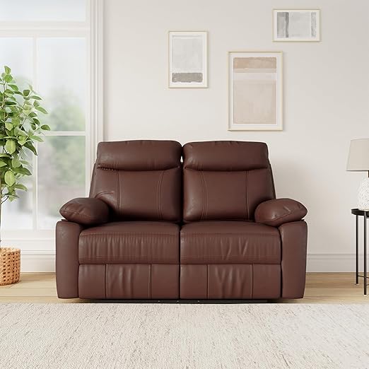 Solimo Ranttila Manual 2 Seater Leatherette Recliner (Dark Brown)