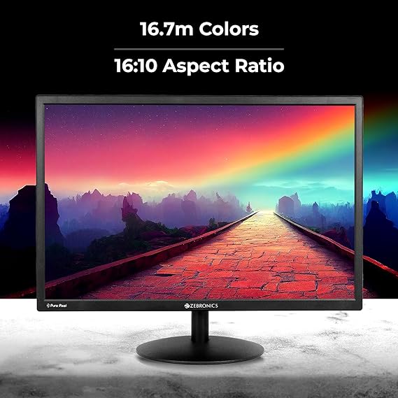 ZEBRONICS EA122 LED Monitor with HD+1680x1050, 200000:1 Contrast Ratio (Dynamic), 250cd/m? Brightness (Max), Wall Mountable, Dual Input HDMI and VGA, 16:10 Aspect Ratio, 16.7M Colors