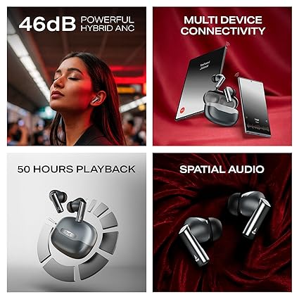 Boat Airdopes Prime 701 ANC, 46dB Hybrid ANC, 50Hr Battery, Real Spatial Audio, Multidevice Connect, App Support, Bluetooth Earbuds, TWS Ear Buds Wireless Earphones with Mic (Obsidian Black)